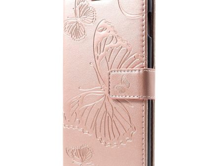 Samsung Galaxy S10E Læder Cover m. Pung Butterflies - Rose Gold Hot on Sale