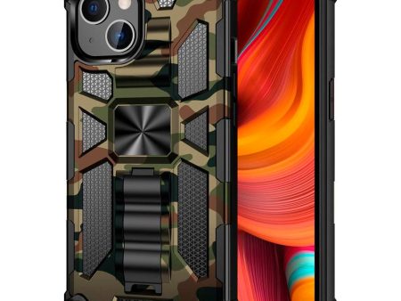 iPhone 13 Camouflage Håndværker Cover m. Kickstand - Army Grøn Online Sale