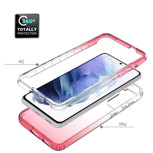 Samsung Galaxy S21 2-in-1 Gradient Fleksibel Plastik Cover - Gennemsigtig   Pink Online