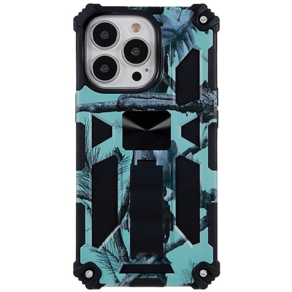 iPhone 13 Pro Camouflage Håndværker Cover m. Kickstand - Mint Grøn For Sale