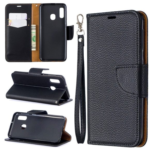 Samsung Galaxy A20e Læder Cover m. Pung & Strop - Sort Online Sale