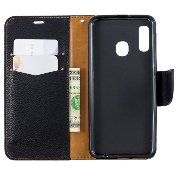 Samsung Galaxy A20e Læder Cover m. Pung & Strop - Sort Online Sale