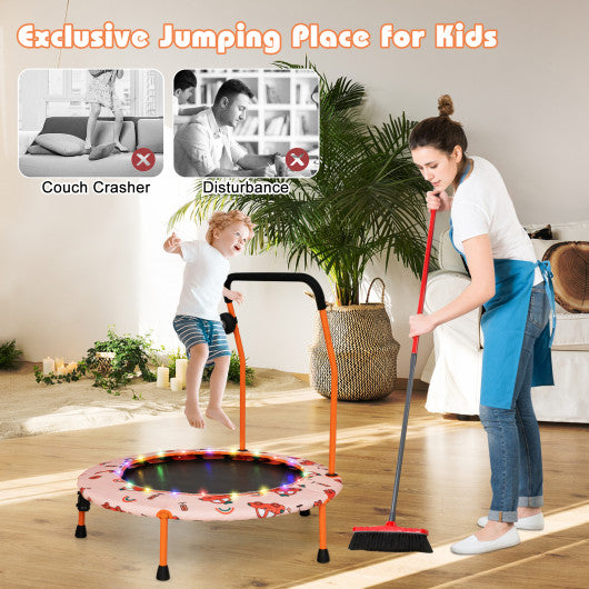 36 Inch Mini Trampoline with Colorful LED Lights and Bluetooth Speaker-Orange Hot on Sale