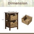 3 4-Tier Nightstand with 2 Seagrass Baskets Narrow X-Design-3-Tier Fashion