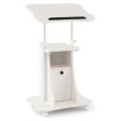 Adjustable Mobile Standing Desk Cart with Tilt Desktop and Cabinet-White on Sale