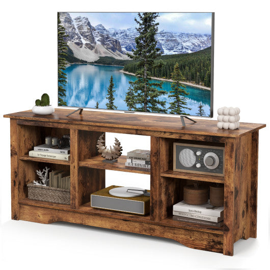 TV Stand for up to 65  Flat Screen TVs with Adjustable Shelves for 18  Electric Fireplace (Not Included)-Rustic Brown Supply