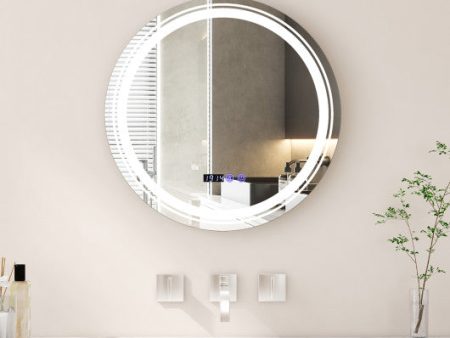 Anti-Fog Round Led Bathroom Mirror with 3 Color LED Lights-S Sale