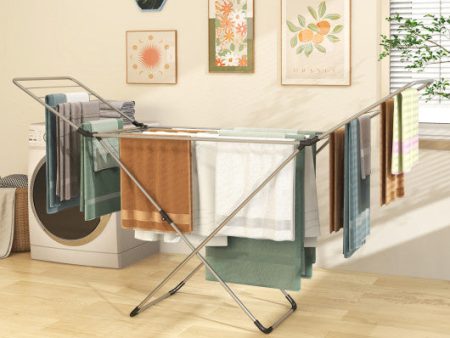 Folding Clothes Drying Rack with Adjustable Wings for Indoor and Outdoor Use For Discount