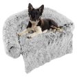 White Plush Calming Dog Couch Bed with Anti-Slip Bottom-M Supply