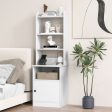 Bedside Tables Tall Nightstands with 5 Open Shelf and Cabinet-White on Sale