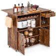 Rolling Kitchen Island Cart with Drop Leaf and Wine Rack-Rustic Brown Online Hot Sale