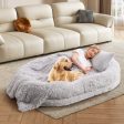 Washable Fluffy Human Dog Bed with Soft Blanket and Plump Pillow-Gray Online Sale