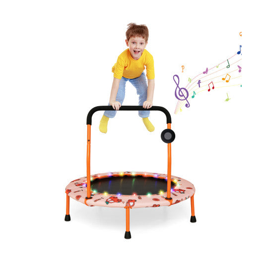 36 Inch Mini Trampoline with Colorful LED Lights and Bluetooth Speaker-Orange Hot on Sale