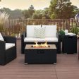 32 x 20 Inch Propane Rattan Fire Pit Table Set with Side Table Tank and Cover-Black Discount