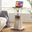 Adjustable Mobile Standing Desk Cart with Tilt Desktop and Cabinet-White on Sale