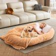 Washable Fluffy Human Dog Bed with Soft Blanket and Plump Pillow-Brown Online now