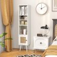 4 Tiers Rattan Storage Cabinet with Slim Design-White Fashion