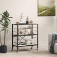 3-Tier Foldable Shelving Unit with Detachable Wheels and Adjustable Shelves-Black Online