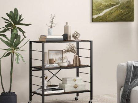 3-Tier Foldable Shelving Unit with Detachable Wheels and Adjustable Shelves-Black Online