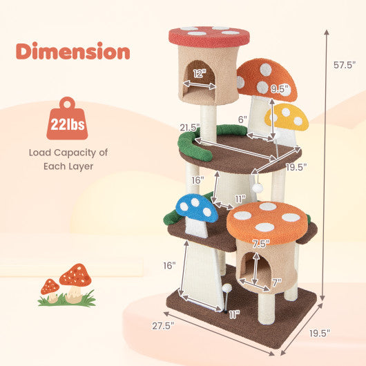 4-In-1 Cat Tree with 2 Condos and Platforms for Indoors-Multicolor For Sale