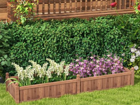 91 x 24 x 16 Inch Divisible Planter Box with Corner Drainage and Non-woven Liner for Growing Vegetables-Brown Online Hot Sale