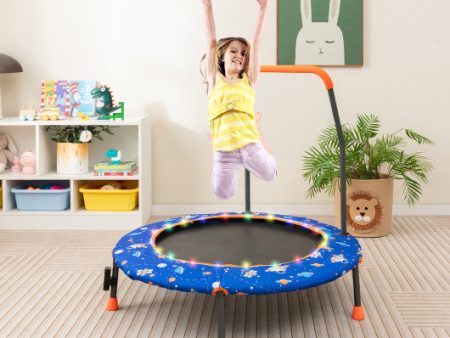 36 Inch Mini Trampoline with Colorful LED Lights and Bluetooth Speaker-Blue Discount