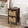 3 4-Tier Nightstand with 2 Seagrass Baskets Narrow X-Design-3-Tier Fashion