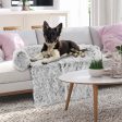 White Plush Calming Dog Couch Bed with Anti-Slip Bottom-M Supply