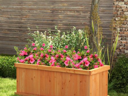 Raised Garden Bed Wooden Planter Box with 4 Drainage Holes and Detachable Bottom Panels-Orange Online