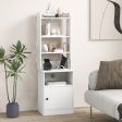 Bedside Tables Tall Nightstands with 5 Open Shelf and Cabinet-White on Sale