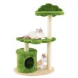 38 Inch Cute Cat Tree for Indoor Cats with Fully Wrapped Sisal Scratching Posts-Green Online Hot Sale