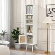 4 Tiers Rattan Storage Cabinet with Slim Design-White Fashion