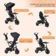 4-in-1 Baby Trike Kids Tricycle with Removable Canopy and Adjustable Push Handle-Black on Sale