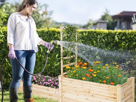 Raised Garden Bed with Trellis-Natural For Discount