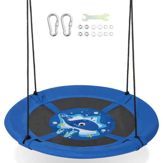 40 Inches Saucer Tree Swing with Adjustable Hanging Ropes and 900D Oxford Fabric-Whale on Sale