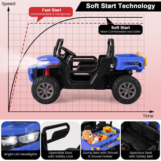 24V Ride on Dump Truck with Remote Control-Navy Fashion