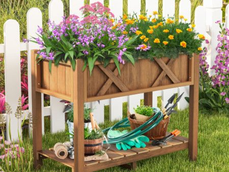 HIPS Raised Garden Bed Poly Wood Elevated Planter Box-Coffee For Cheap