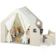 Montessori Style Indoor Playhouse with Storage Bin and Floor Mat for Toddlers Aged 2-6 Years Old-Beige Online Hot Sale