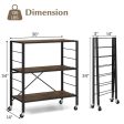 3-Tier Foldable Shelving Unit with Detachable Wheels and Adjustable Shelves-Black Online