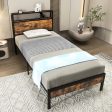 Twin Full Queen Bed Frame with Storage Headboard and Charging Station-Twin Size Online now