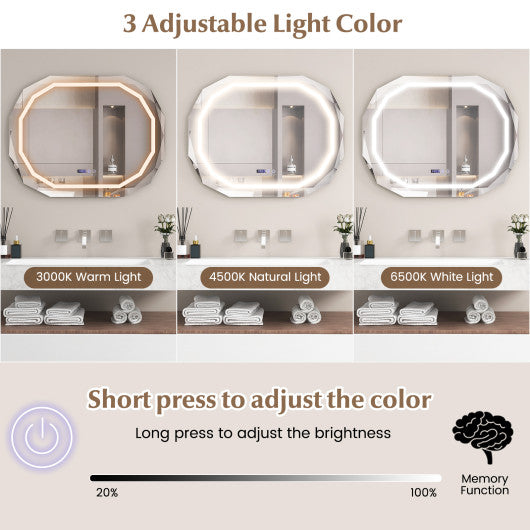 Anti-Fog Bathroom Mirror with 3 Color LED Light Memory Function Online Sale