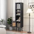 4 Tiers Rattan Storage Cabinet with Slim Design-Black Fashion