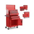 6-Drawer Rolling Tool Storage Chest Cabinet with Universal Wheels and Hooks-Red Hot on Sale