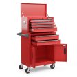 6-Drawer Rolling Tool Storage Chest Cabinet with Universal Wheels and Hooks-Red Hot on Sale