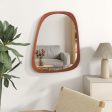 Asymmetrical Abstract Irregular Shaped Wall Mirror with Rustic Frame-Natural Discount