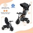 4-in-1 Baby Trike Kids Tricycle with Removable Canopy and Adjustable Push Handle-Black on Sale