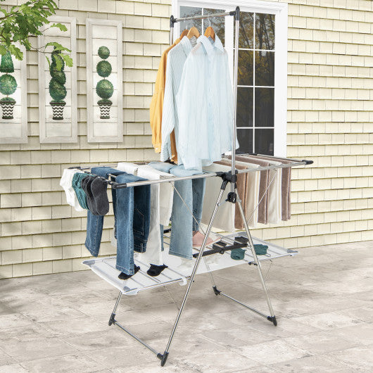 Large Foldable Clothes Drying Rack with Tall Hanging Bar Sale