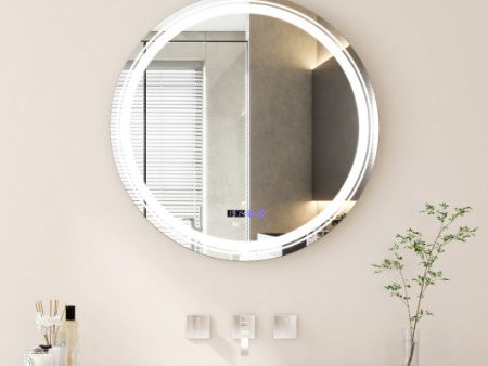 Anti-Fog Round Led Bathroom Mirror with 3 Color LED Lights-L Sale