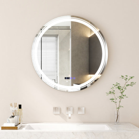 Anti-Fog Round Led Bathroom Mirror with 3 Color LED Lights-L Sale