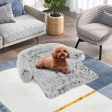 White Plush Calming Dog Couch Bed with Anti-Slip Bottom-S For Discount